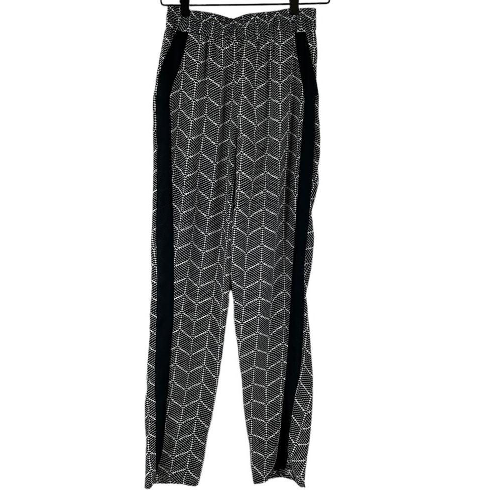 Romeo & Juliet Couture Womens Pull On Pants Black Geometric Elastic Waist S